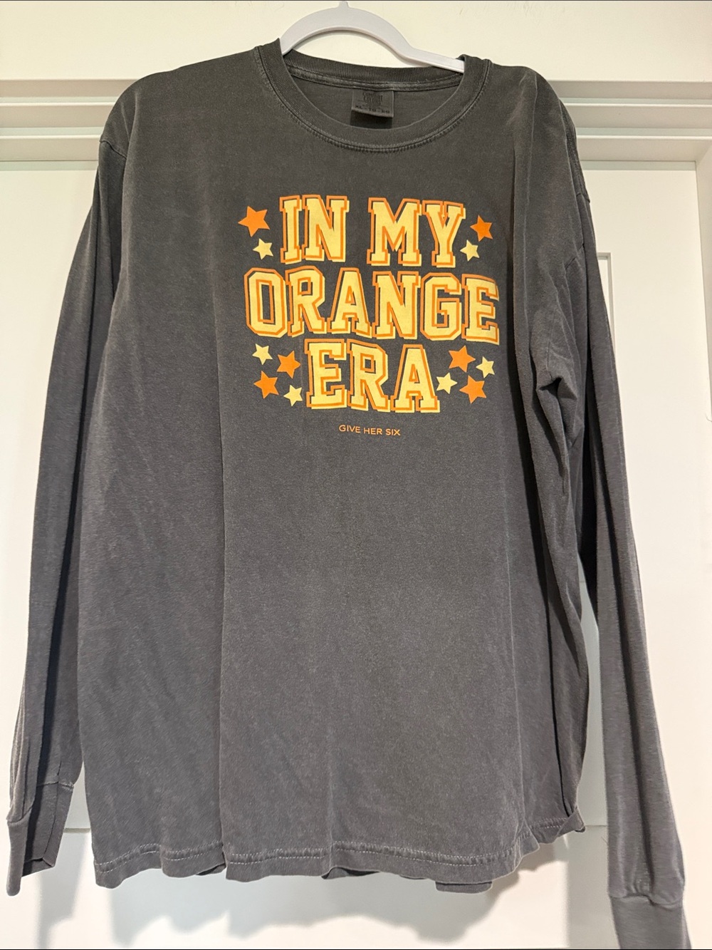 Comfort Colors Gray Long Sleeve Tee with Tennessee Orange Graphic
